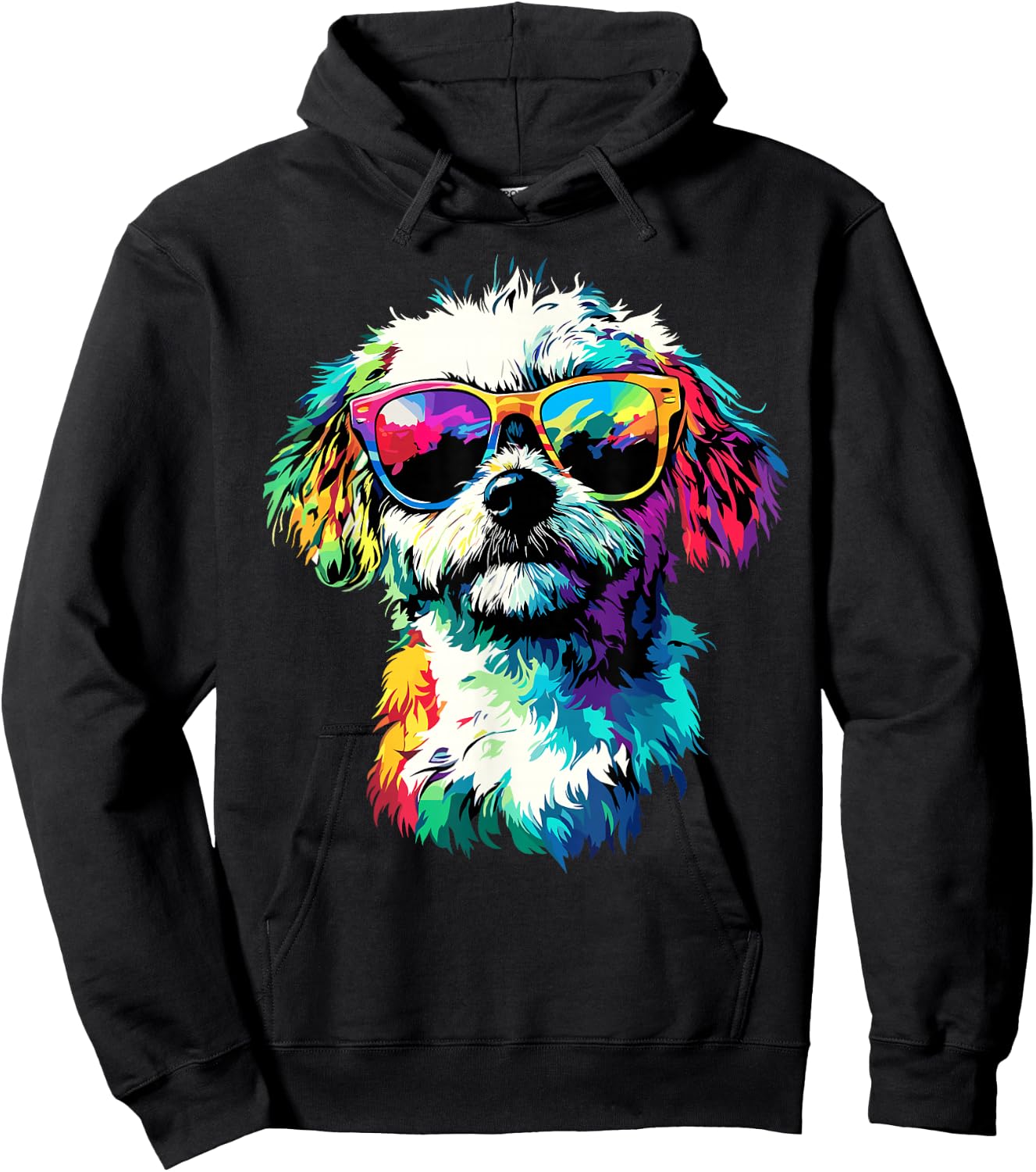 Maltese Dog with Sunglasses I Love Cute Maltese Dogs Hoodie - Hoodie | Black