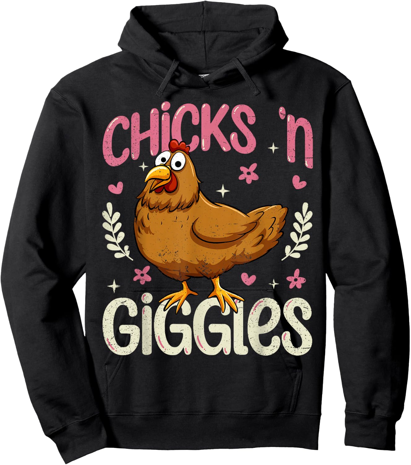 Chicks 'n Giggles Funny Chicken Hoodie - Hoodie | Black