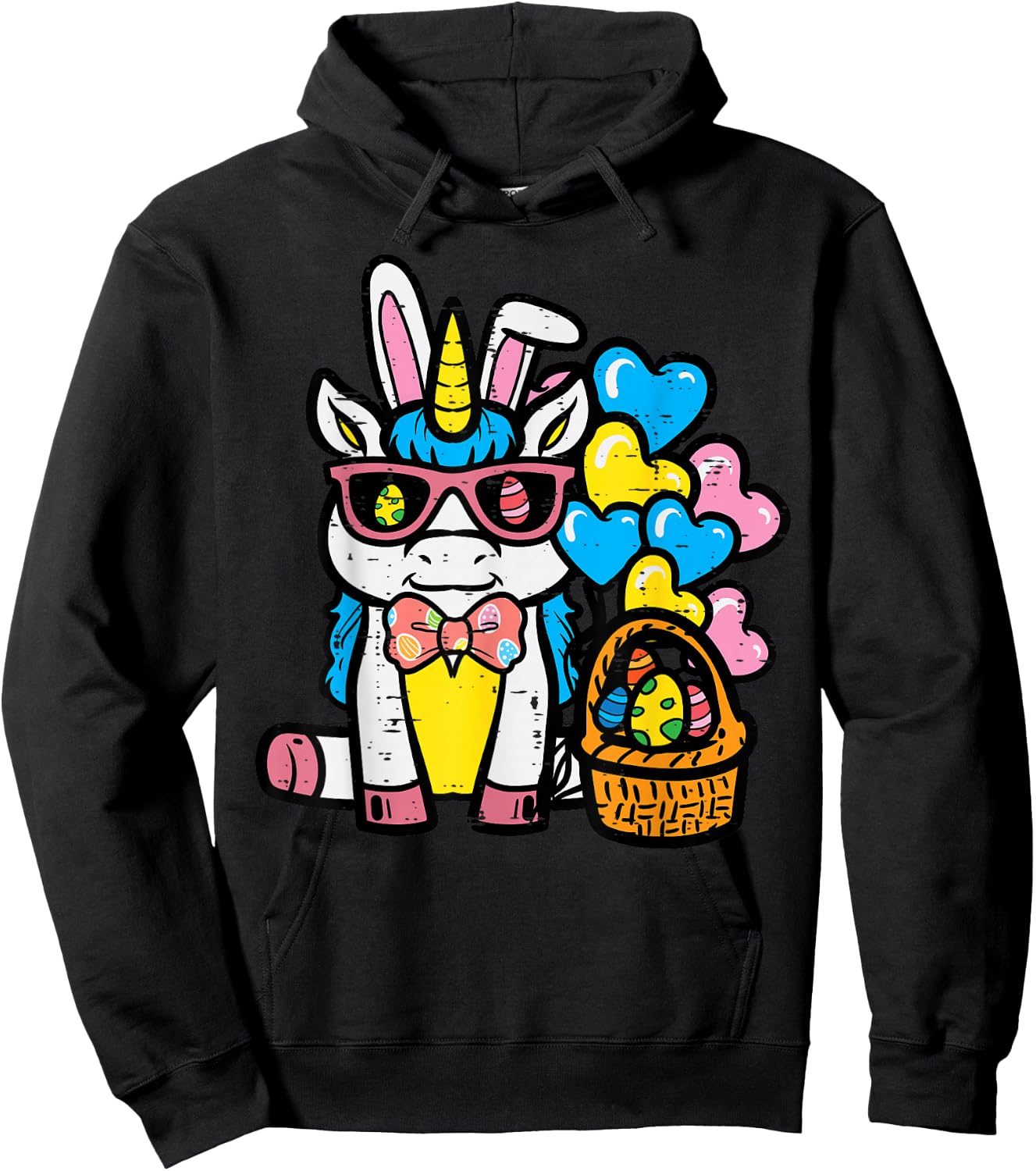 Easter Unicorn Bunny Eggs Basket Toddler Girls Kids Women Hoodie - Hoodie | Black
