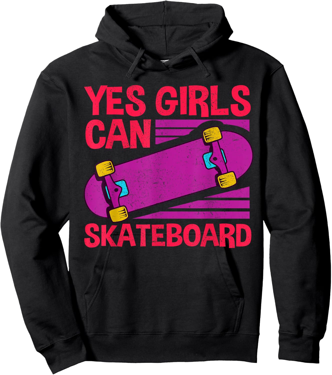 Funny Girls Skateboard Gift Kids Cool Skateboarder Skate Hoodie - Hoodie | Black