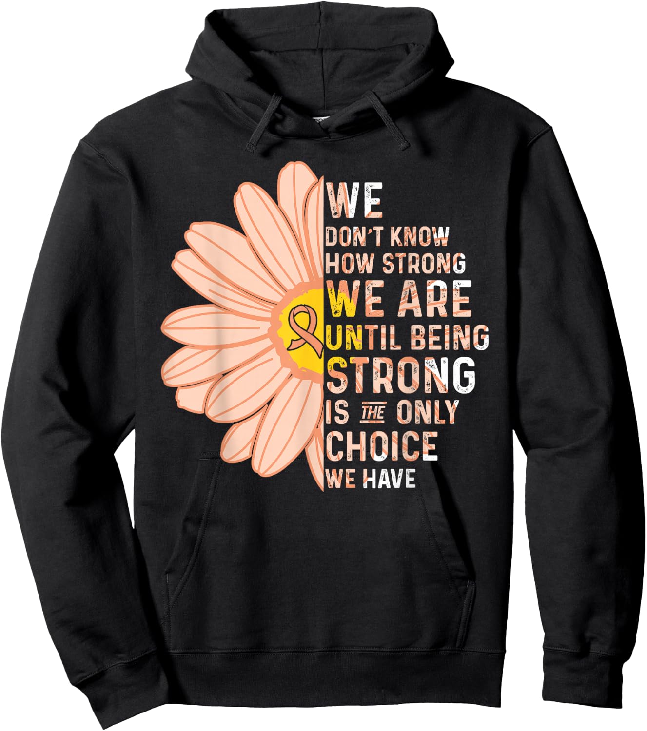 We are Strong- Endometrial Cancer Awareness Supporter Ribbon Hoodie - Hoodie | Black