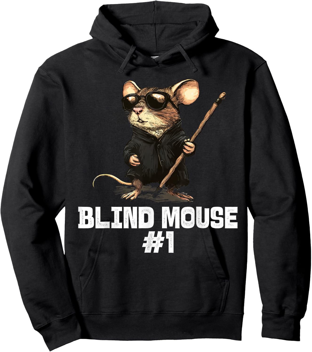 Blind Mouse #1 Cool Mouse Illustration Hoodie - Hoodie | Black