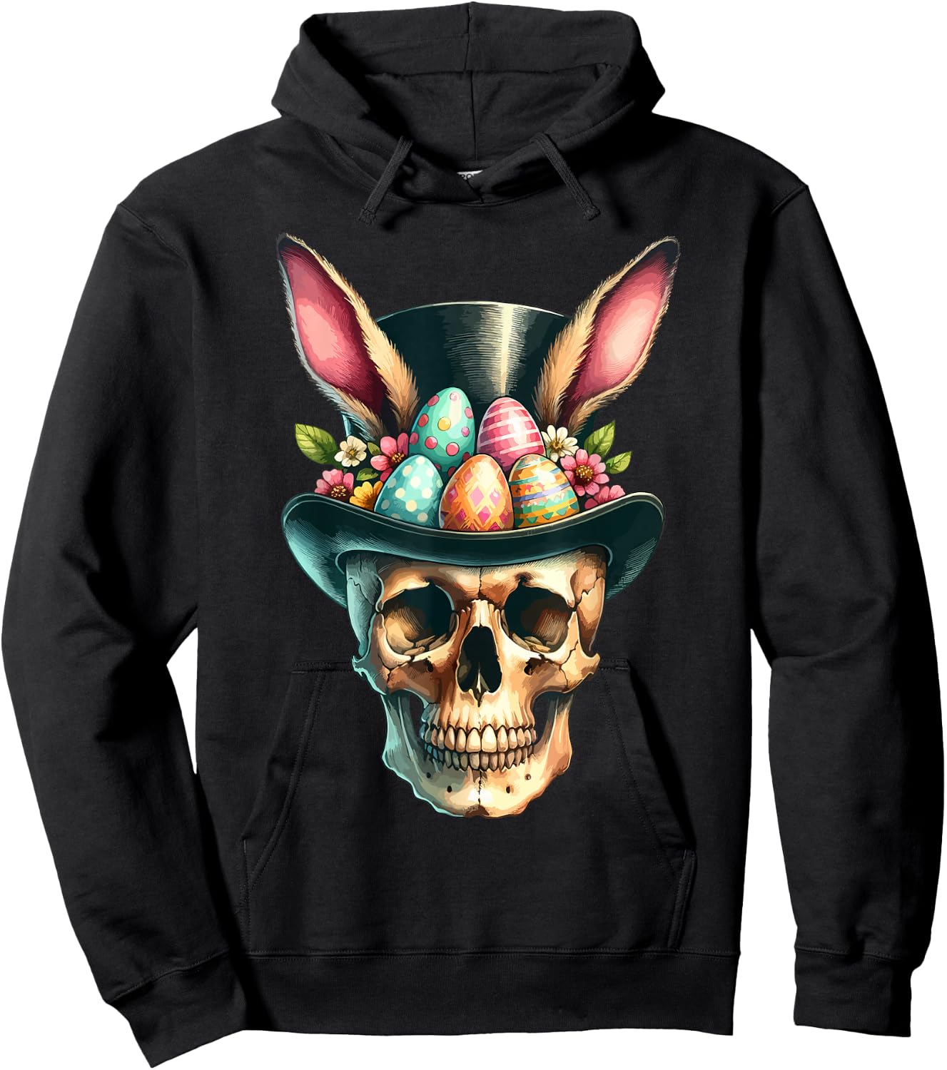 Funny Easter Bunny Skull Egg Hunt Easter Day Hoodie - Hoodie | Black