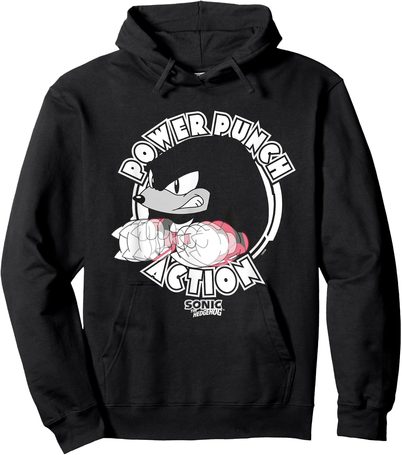 Sonic The Hedgehog Power Punch Action Knuckles Hoodie - Hoodie | Black