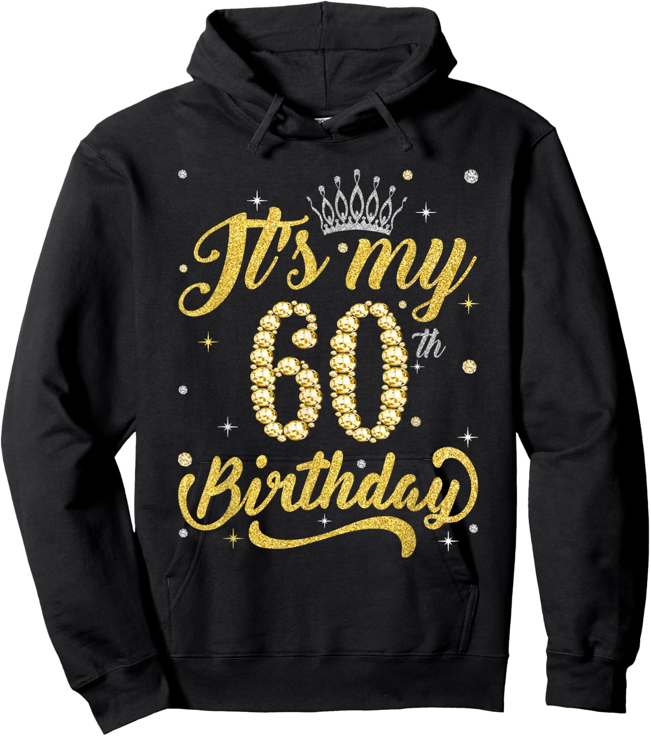 It's My 60th Birthday Queen 60 Years Old Women Crown Diamond Hoodie - Hoodie | Black