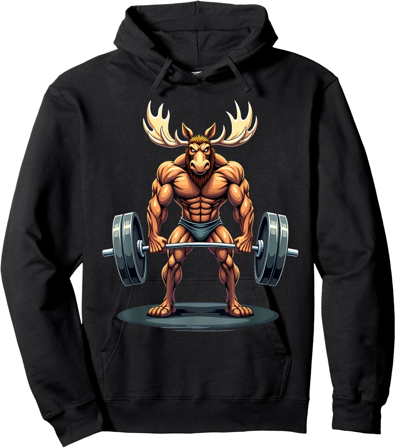 Workout Gym Moose Deadlift Weightlifting Hoodie - Hoodie | Black