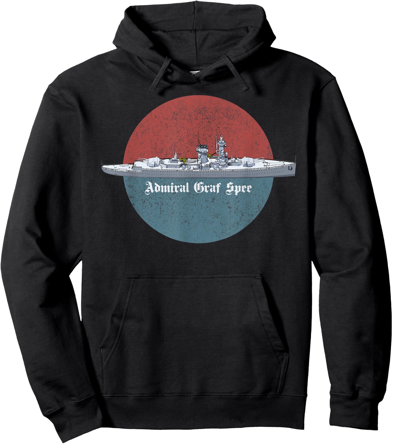 Admiral Graf Spee German WW2 Panzerschiff Vintage Scene Hoodie - Hoodie | Black