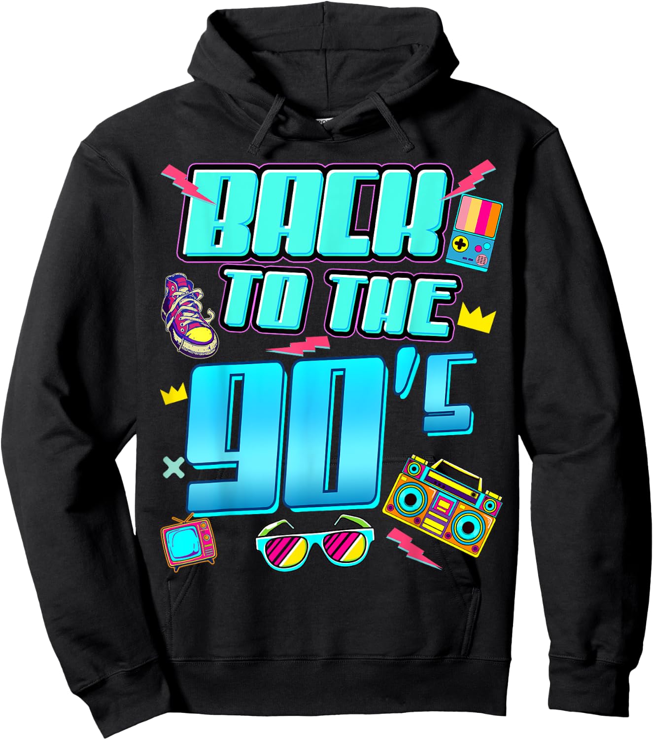 90er Jahre Outfit Damen Herren Back to The 90s Retro Party Hoodie - Hoodie | Black