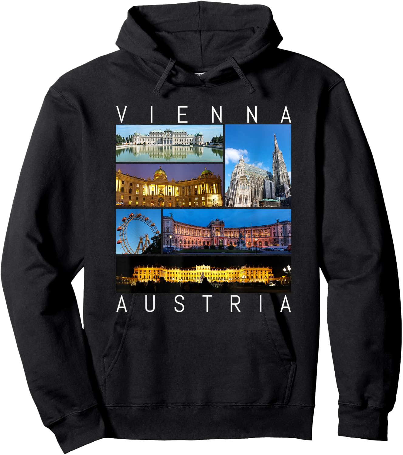 Vienna Austria famous sights gallery Souvenir Hoodie - Hoodie | Black