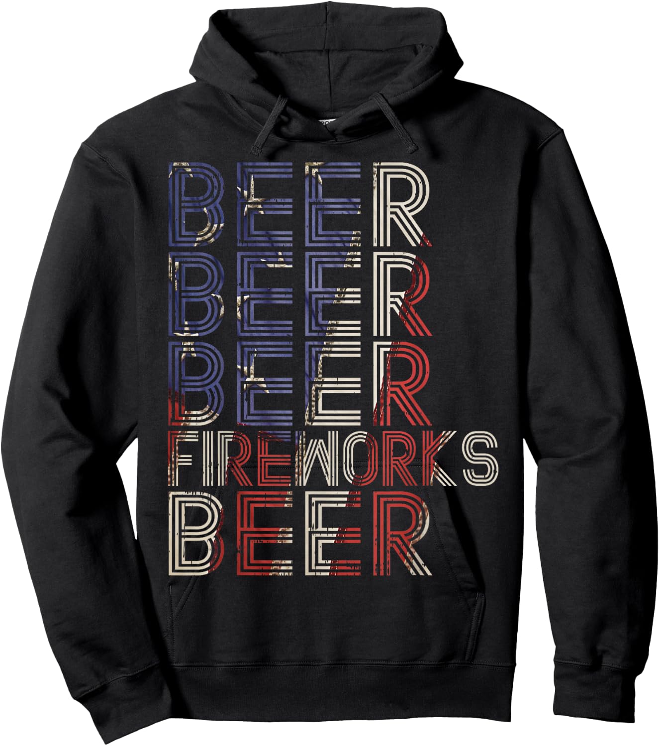 Beer Fireworks Retro 4th Of July Party Parade Drinking Team Women Men Hoodie - Hoodie | Black