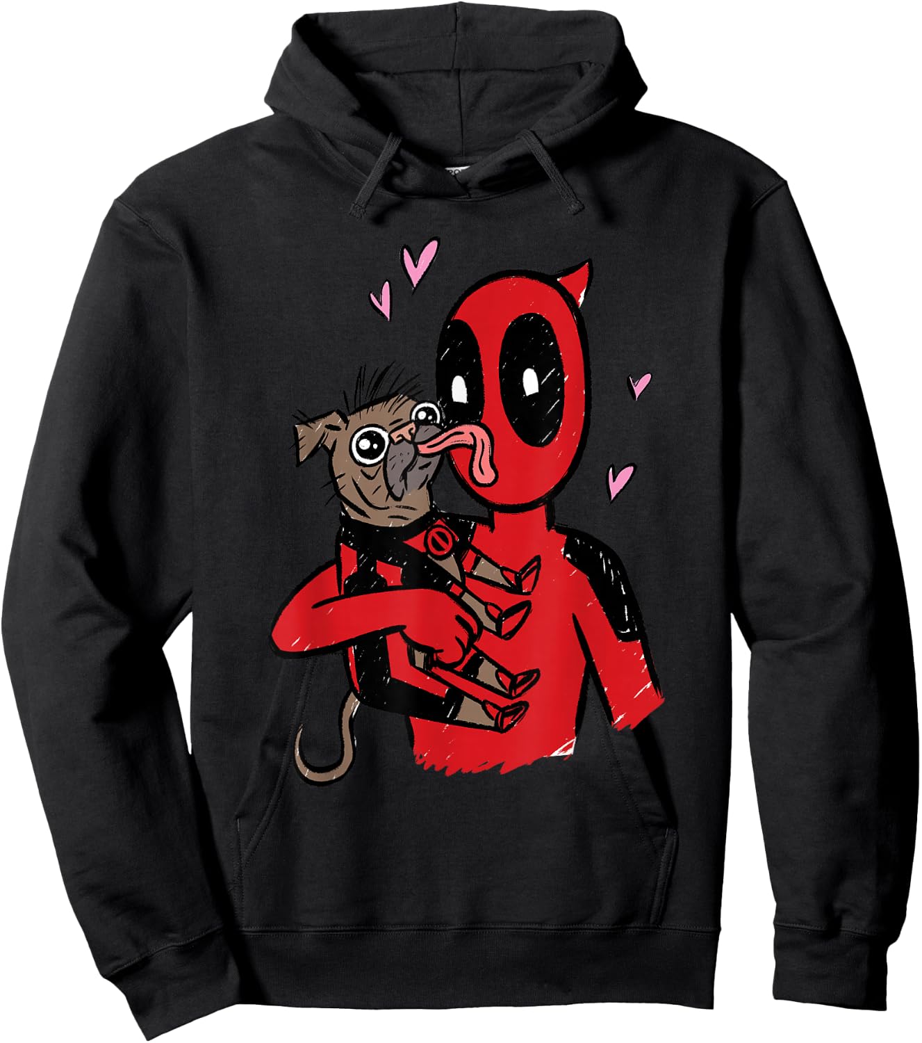 Marvel Deadpool & Wolverine Dogpool Doggy Kisses Doodle Hoodie - Hoodie | Black