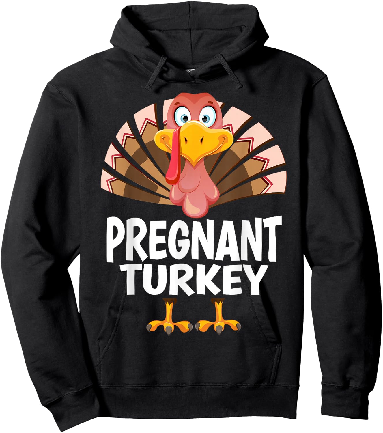 Thanksgiving Pregnant Turkey Matching Pajama Hoodie - Hoodie | Black