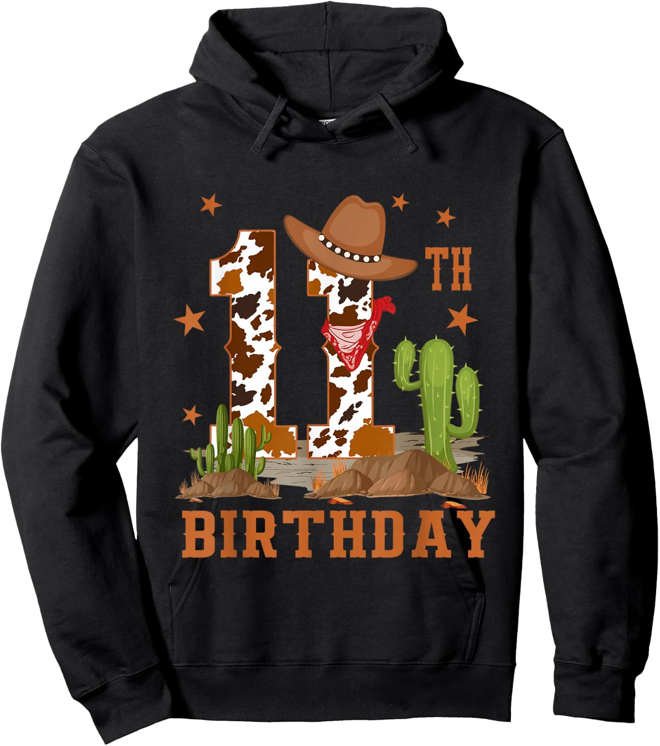 It's My 11th Birthday Cowboy Western 11 Year Old Boy Bday Hoodie - Hoodie | Black