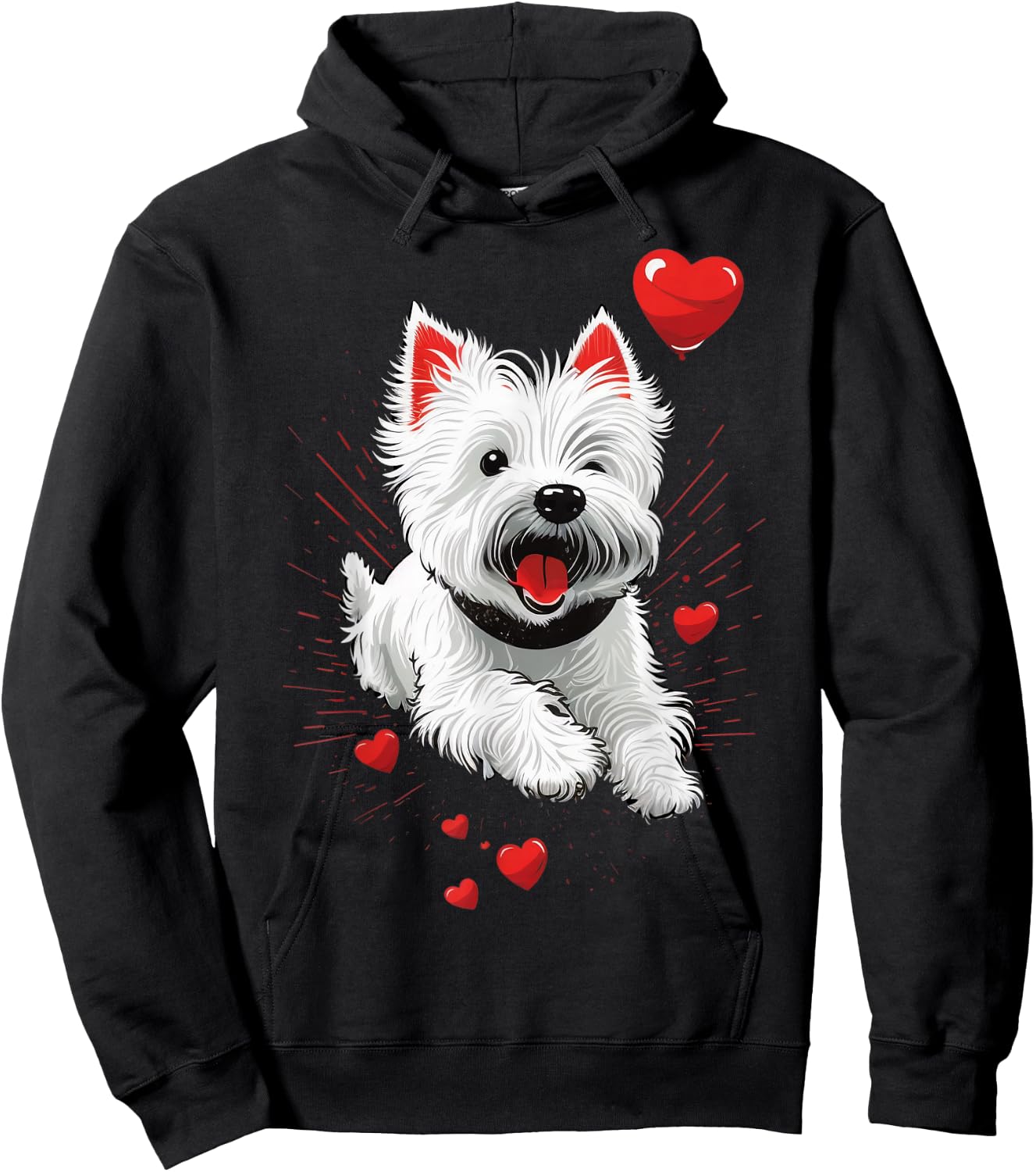 Westie Love Heart on West Highland White Terrier Lover , black Hoodie - Hoodie | Black