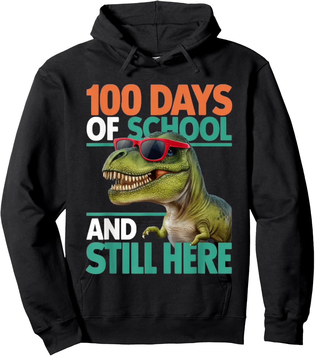 Happy 100 Days of School Trex Boys Girls Kids Hoodie - Hoodie | Black