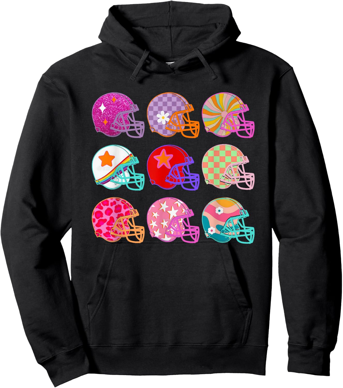 Football Hat Colorful Football For Football Players Hoodie - Hoodie | Black