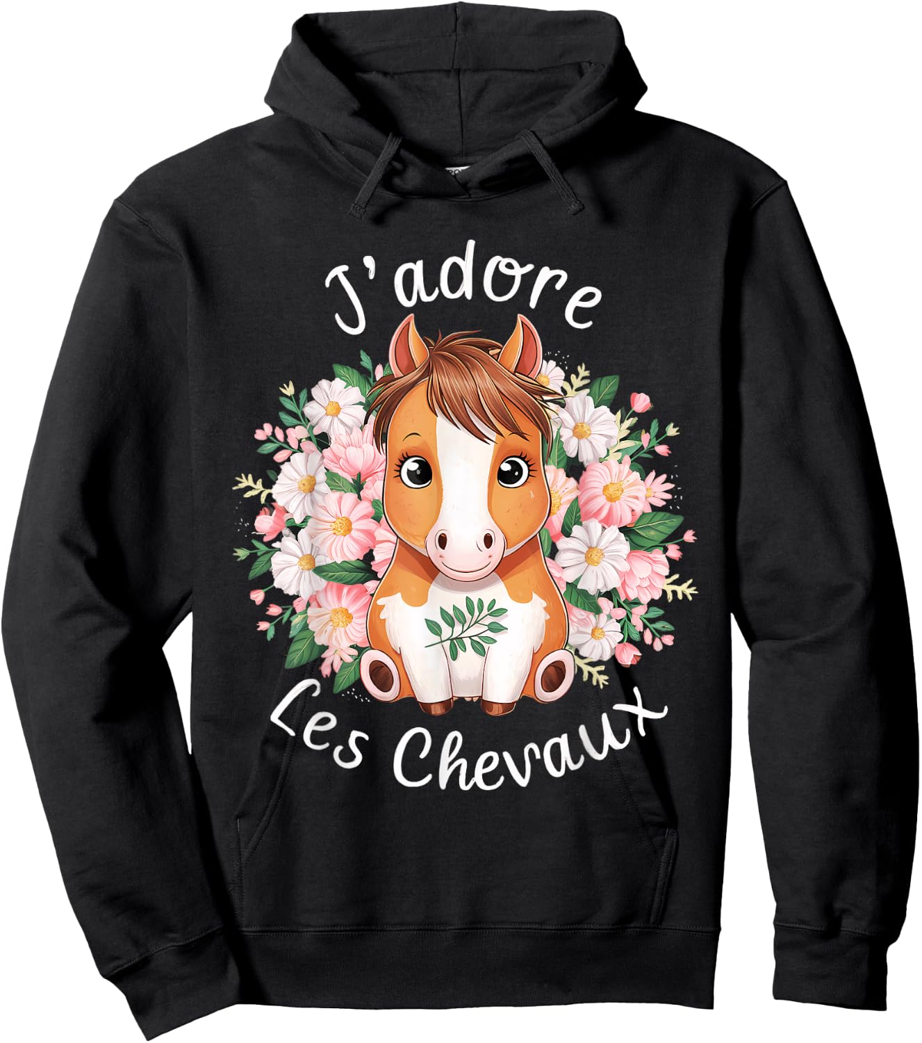 Horse Riding Accessories Girls Kawaii Flowers Rider , Black, S Hoodie - Hoodie | Black