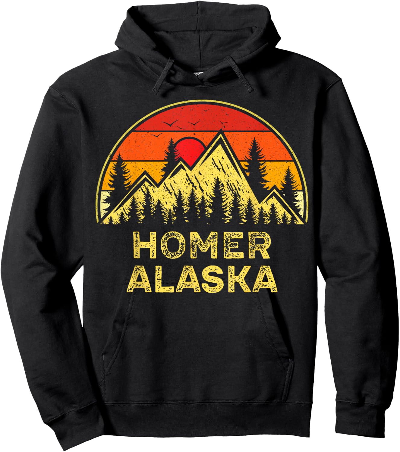 Vintage Homer Alaska AK Mountains Outdoor Hiking Souvenir Hoodie - Hoodie | Black
