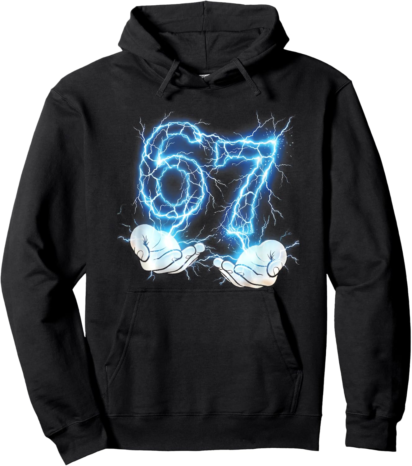 Funny Girls Boys 6 7 Lightening Meme Six Seven 67 Hands Hoodie - Hoodie | Black