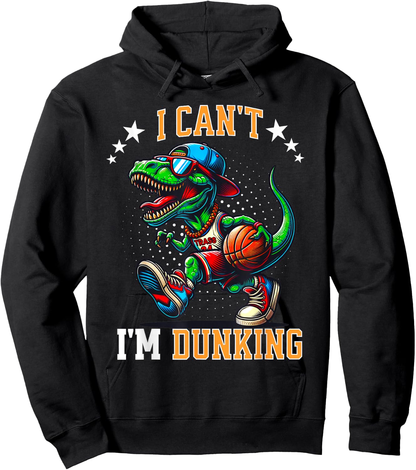 I'm Dunking Basketball Dinosaur T Rex Player Kids Boys Teens Hoodie - Hoodie | Black