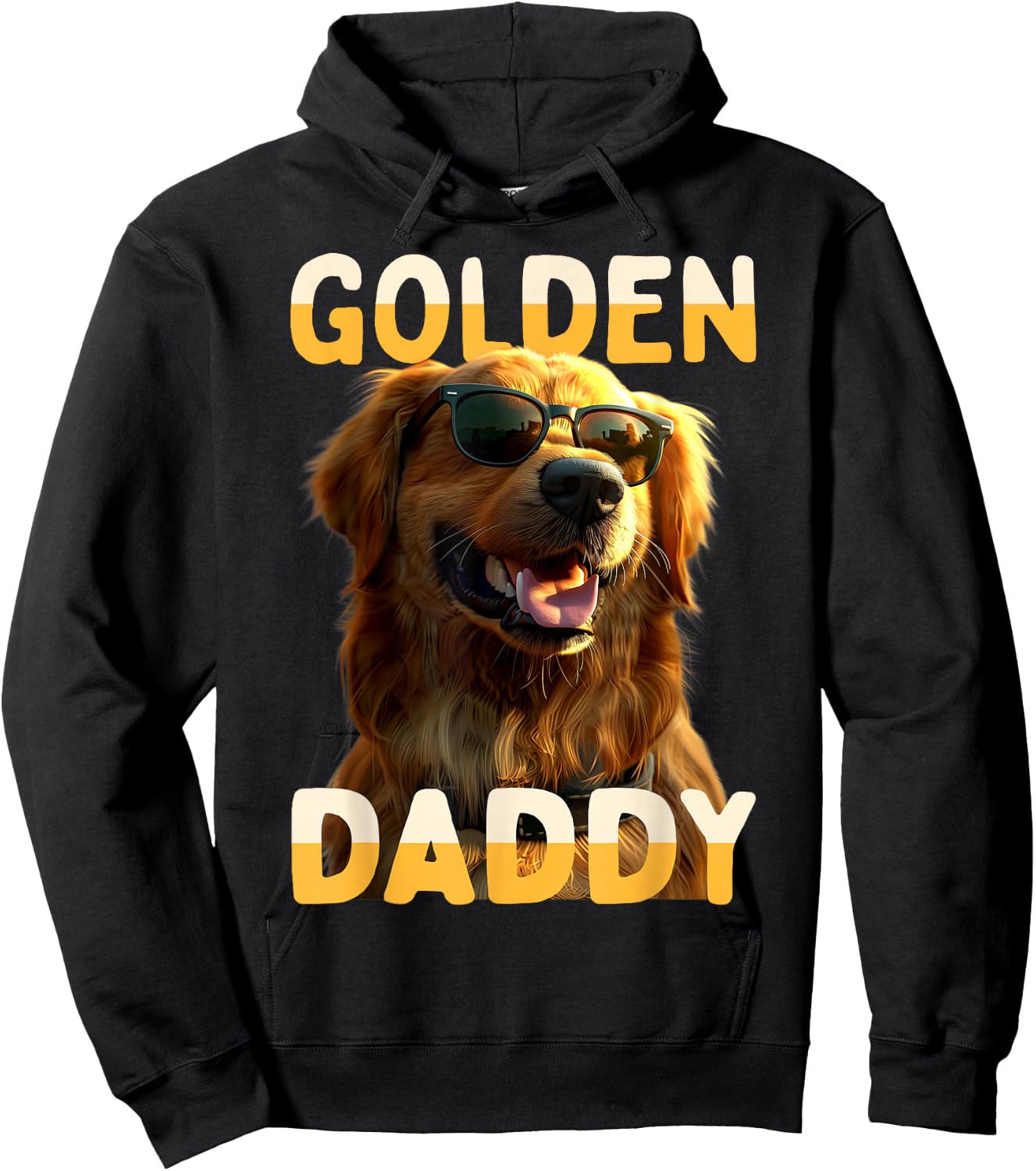 Golden Daddy Dad Father's Day Dad Golden Retriever Dad Hoodie - Hoodie | Black