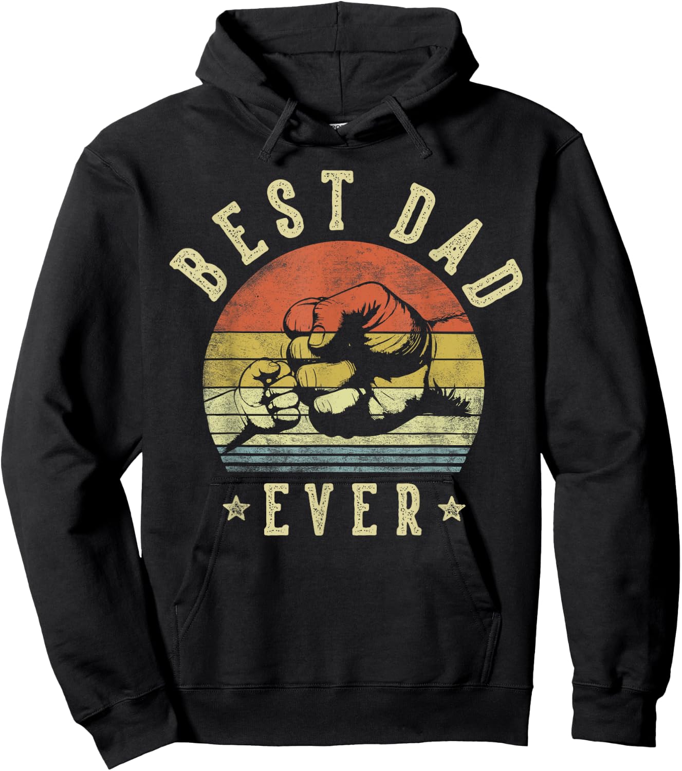 Best Dad Ever - Retro Fist Bump Vintage Design Dad Hoodie - Hoodie | Black