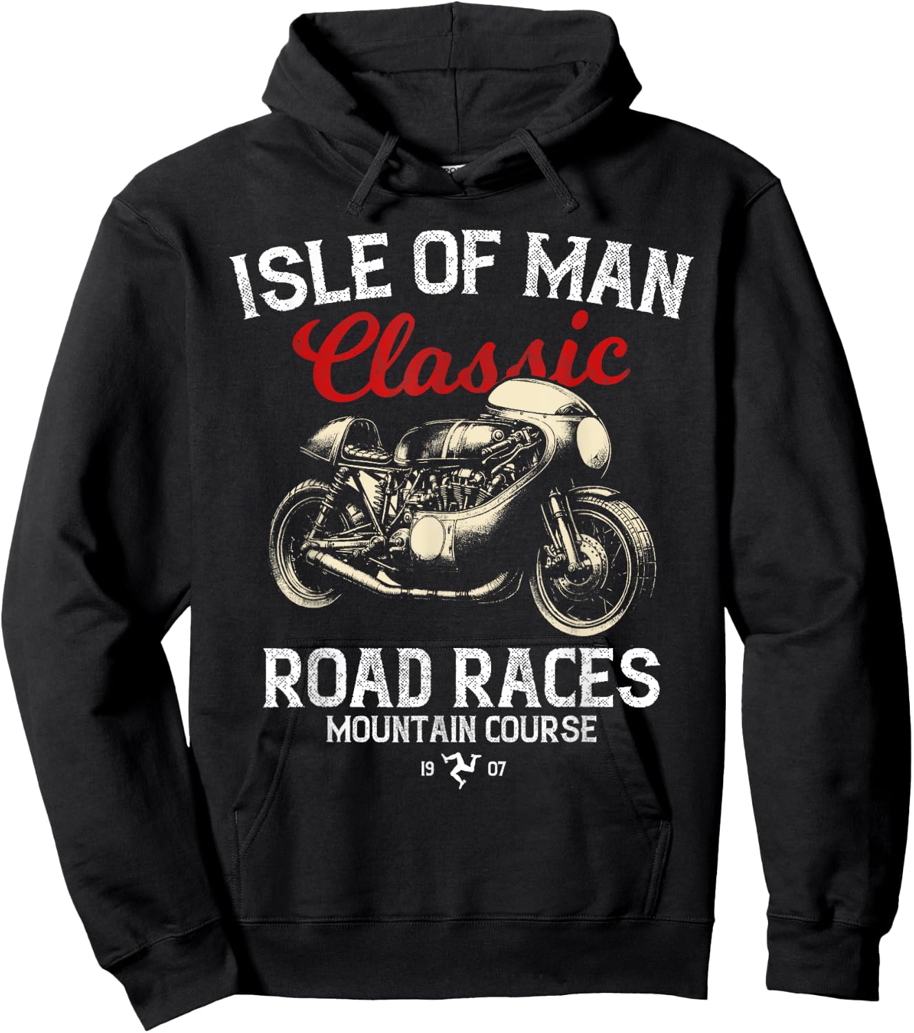 Retro Isle of Man TT Races Vintage Motorcycle Race , black Hoodie - Hoodie | Black