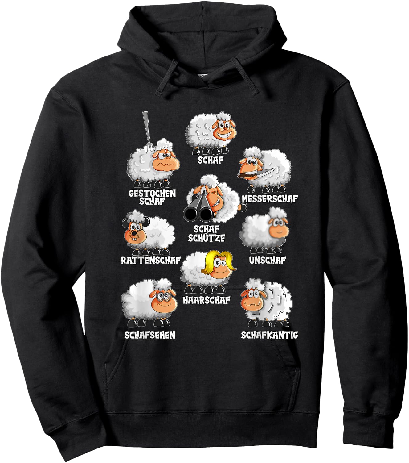 Funny Sheep Knife Sheep Rat Sheep , black, s Hoodie - Hoodie | Black