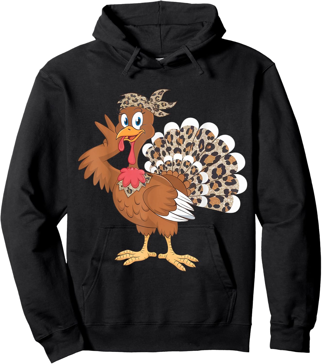 Thanksgiving Turkey Women Girl Leopard Autumn Fall Season Hoodie - Hoodie | Black