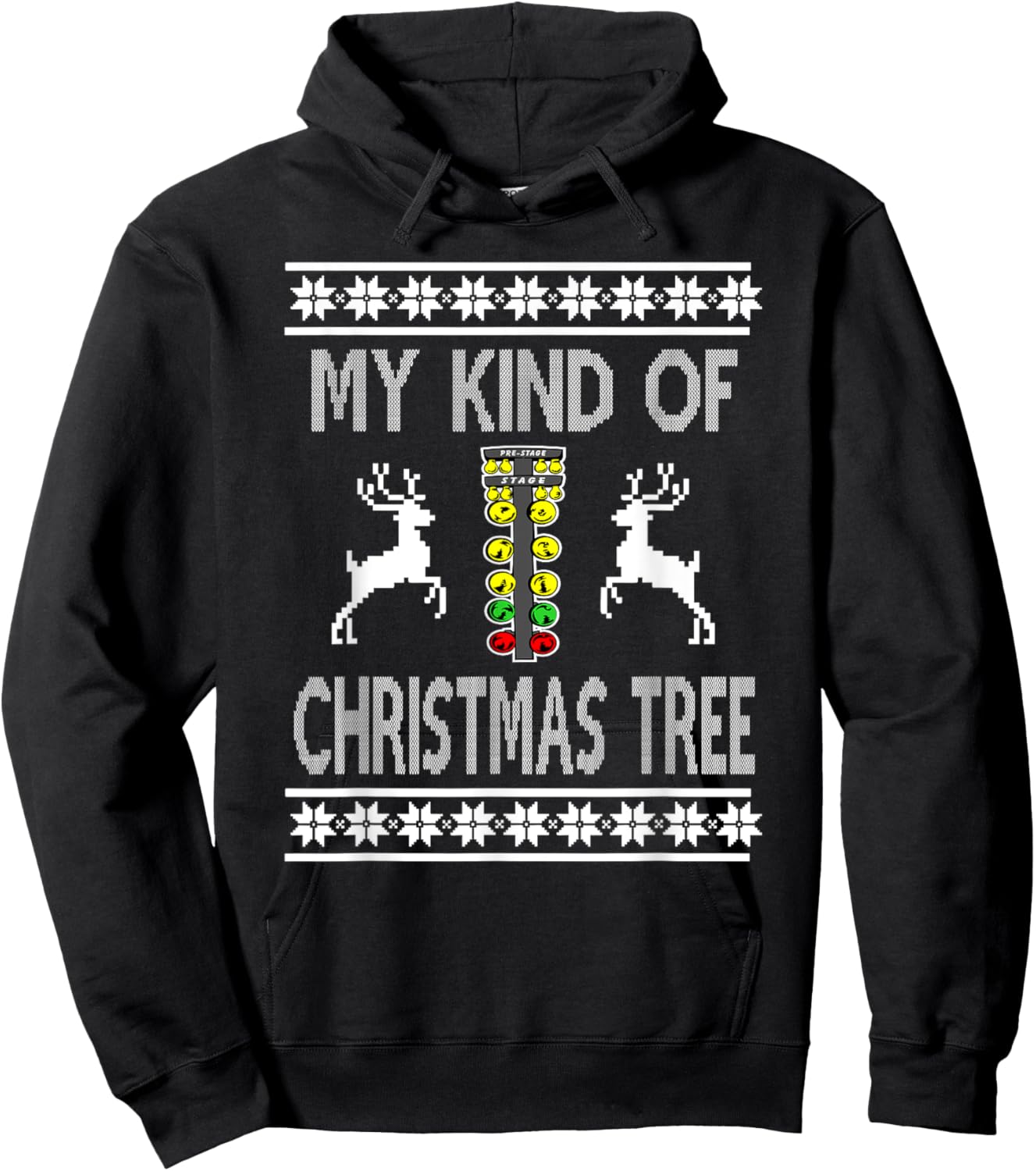 Drag Racing Christmas Tree Sweater Hoodie - Hoodie | Black