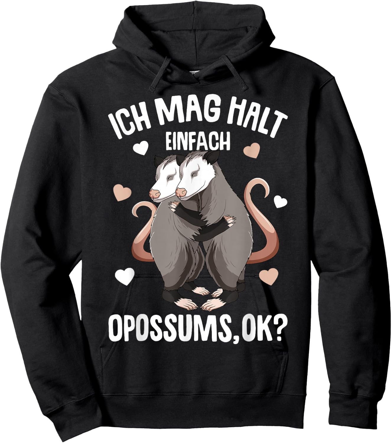 Ich mag halt Opossums Girls Kids Women's Opossum , black, s Hoodie - Hoodie | Black