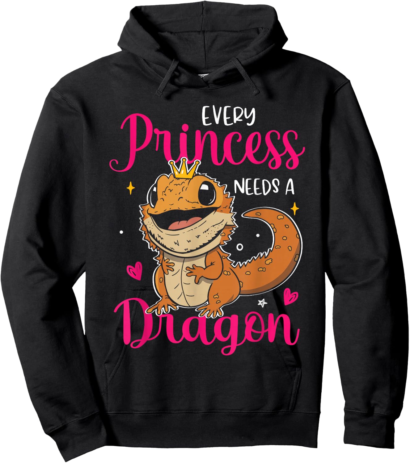 Pet Lover Every Princess Needs Bearded Dragon Reptile Lizard Hoodie - Hoodie | Black