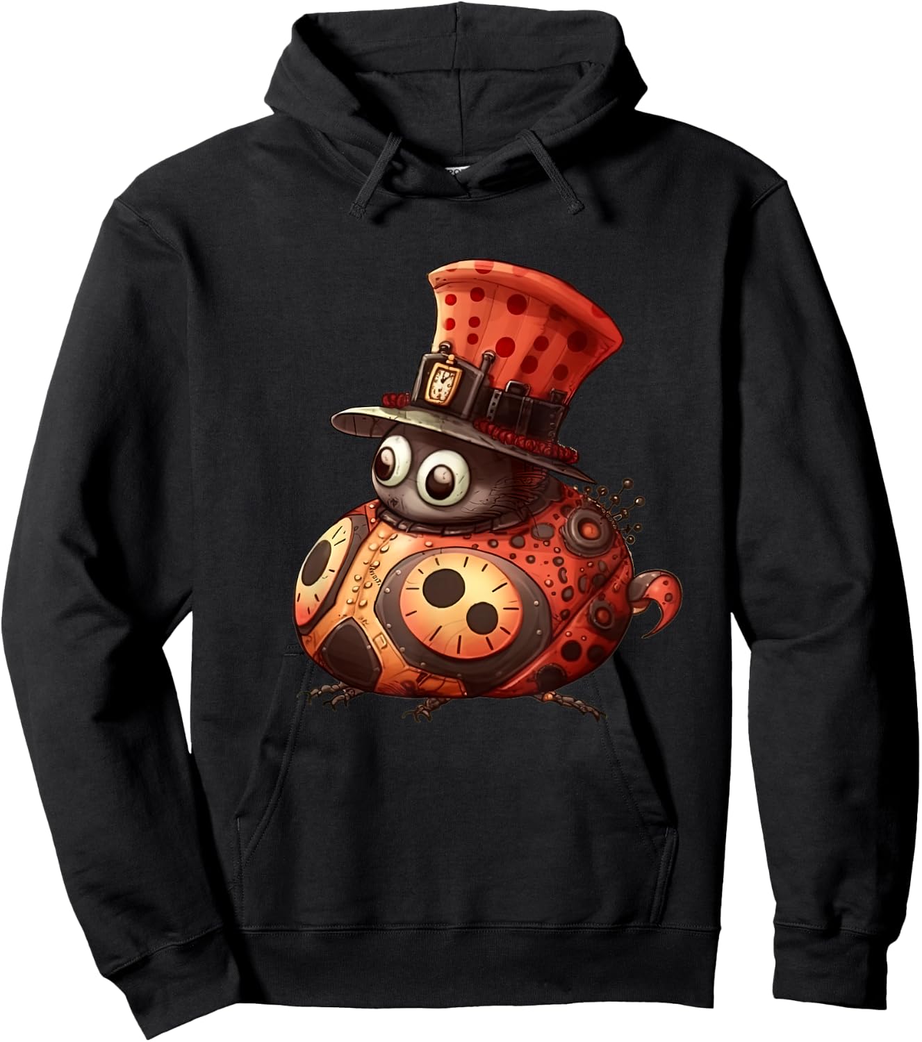 Ladybug in steampunk mechanical gear, vibrant Ladybug Hoodie - Hoodie | Black