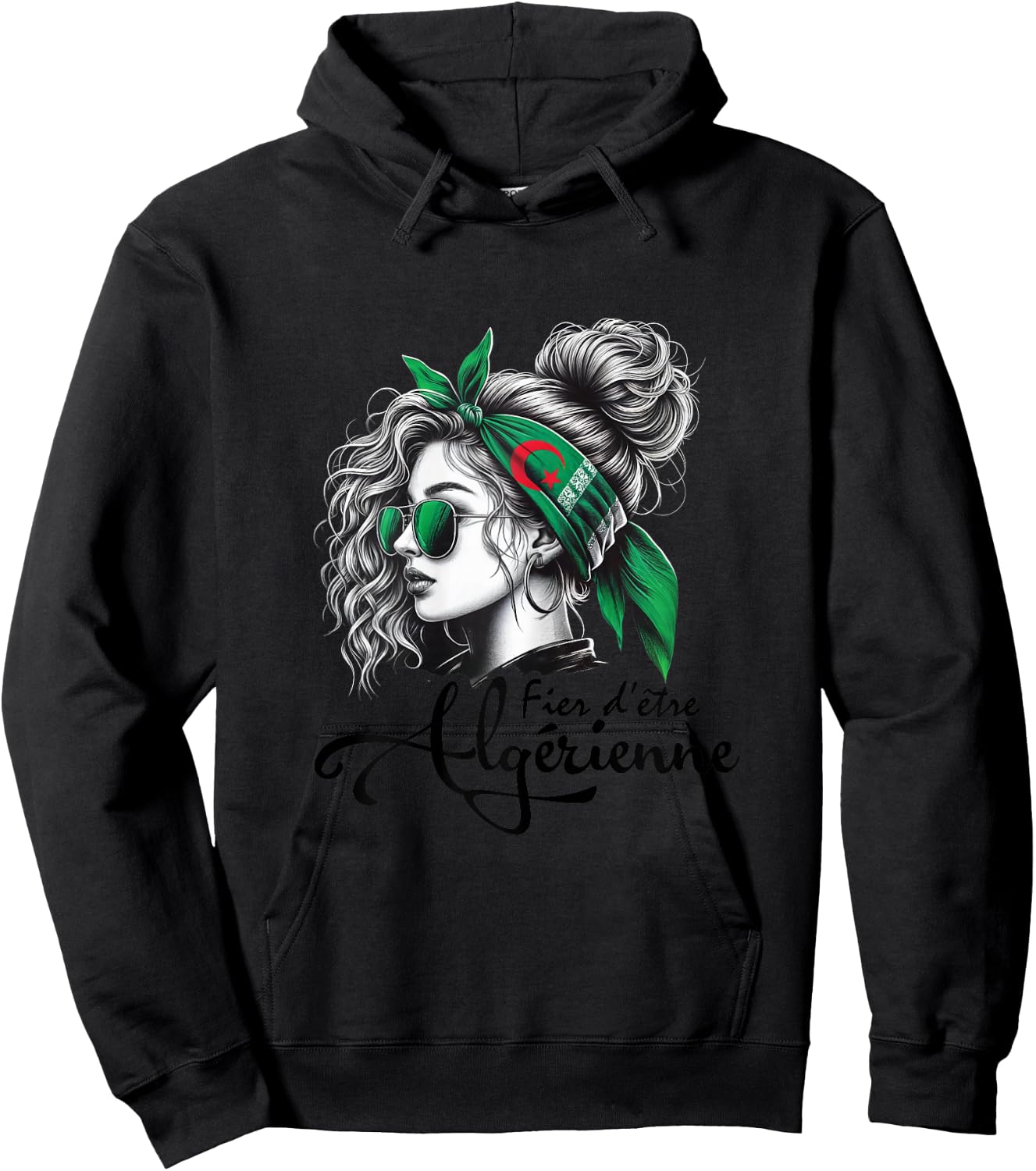 Proud to be Algerian Woman Girl Gift Algerian Flag , white, Female X-Small Hoodie - Hoodie | Black
