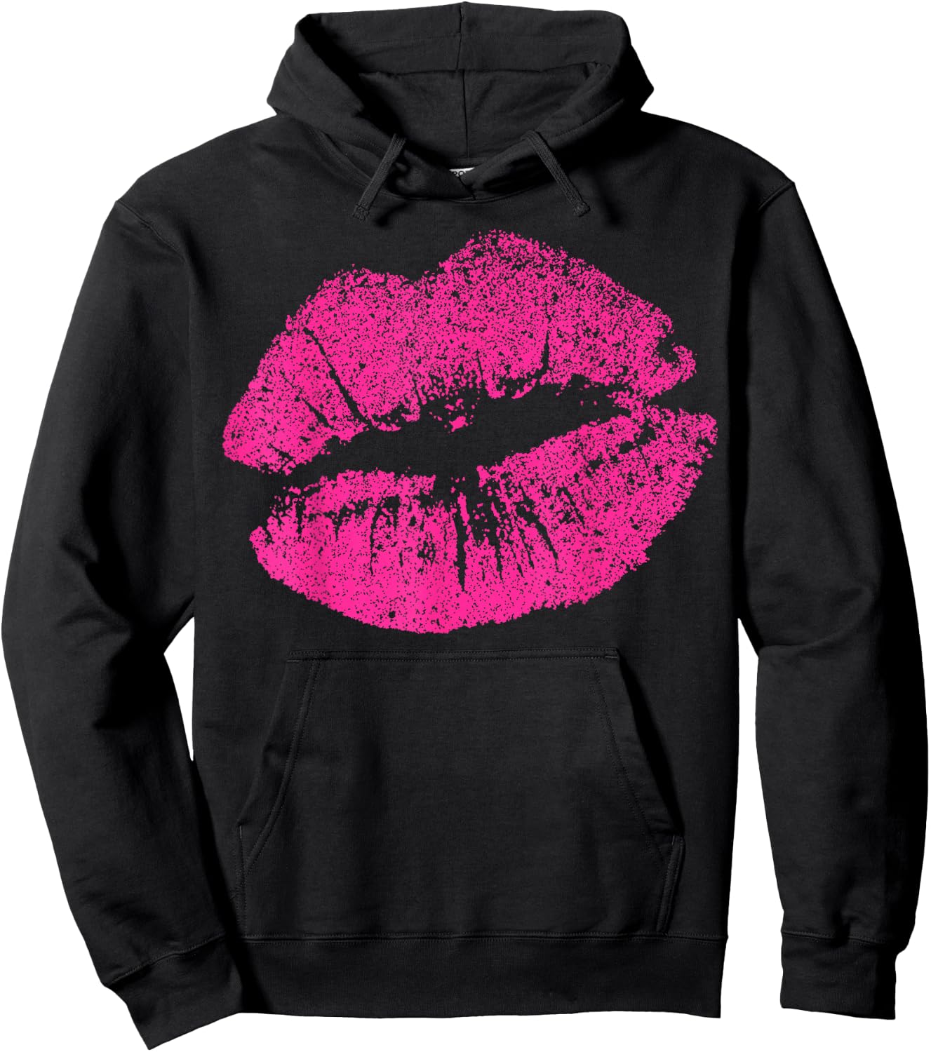 Sexy Pink Lips Print Kiss For Seductive Women Girlfriend Hoodie - Hoodie | Black