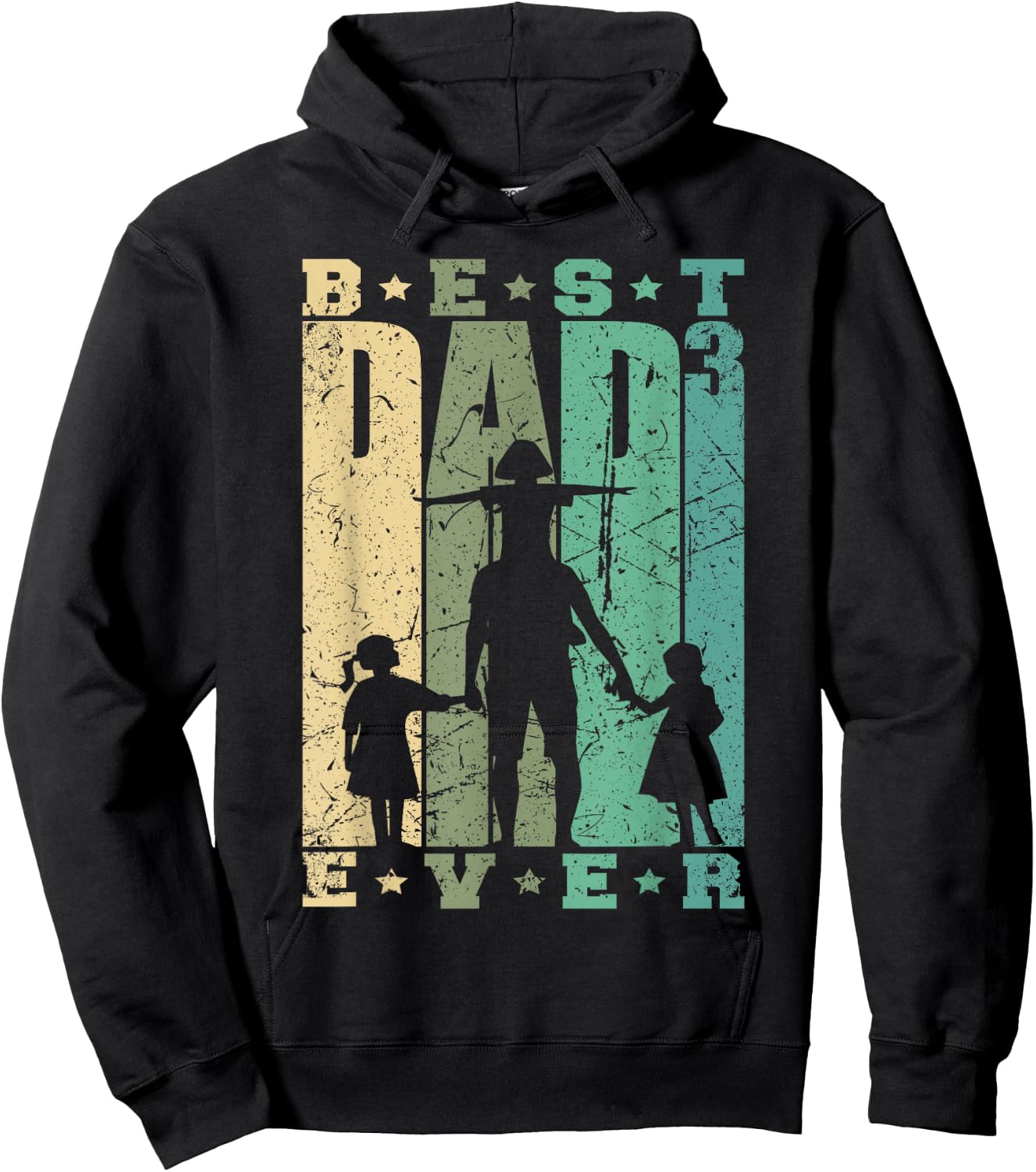 Papa von drei Mädchen Vatertag Retro Vater mit 3 Töchtern Hoodie - Hoodie | Black
