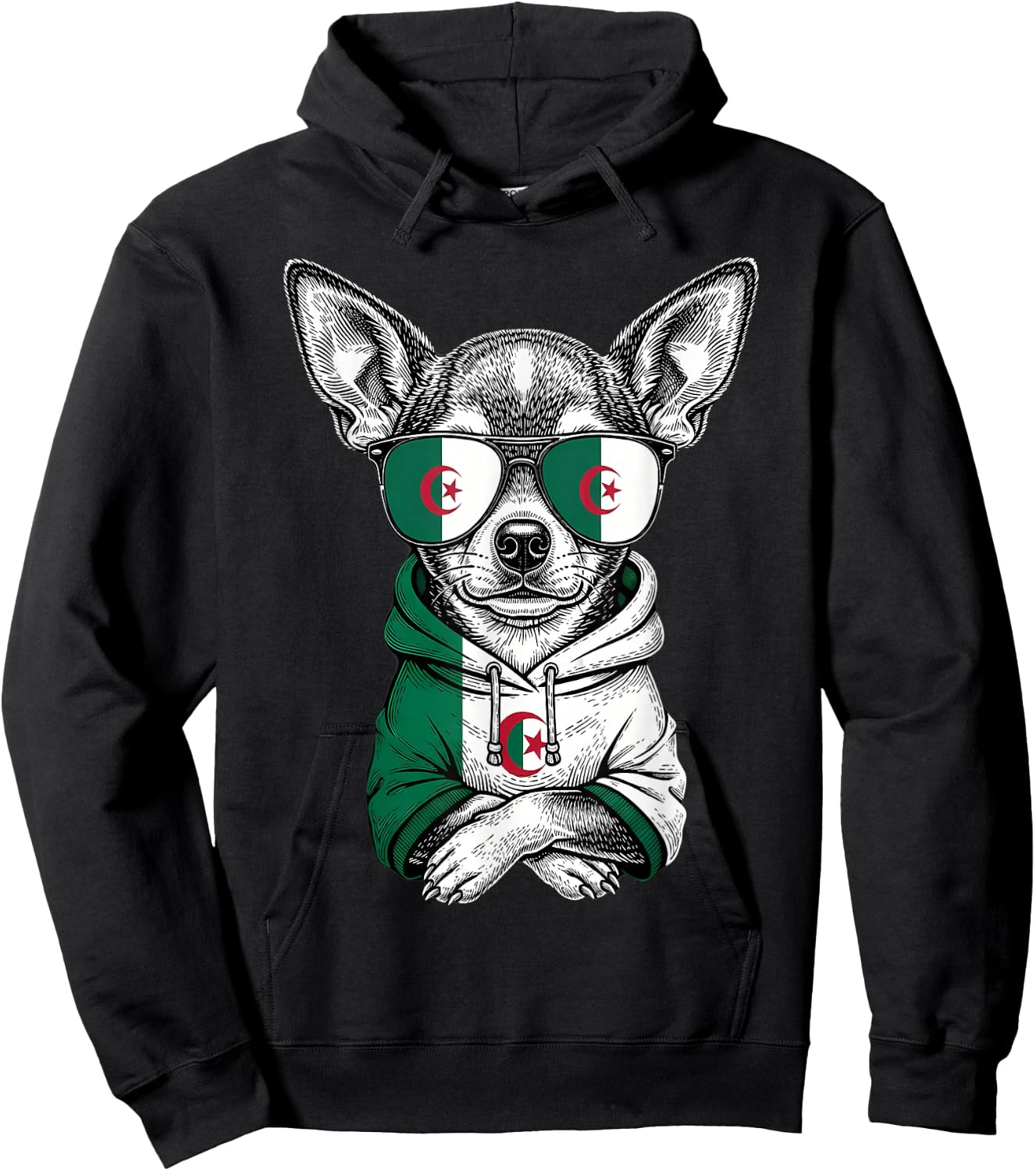 Algeria Roots Dog Algerian Flag Hoodie - Hoodie | Black