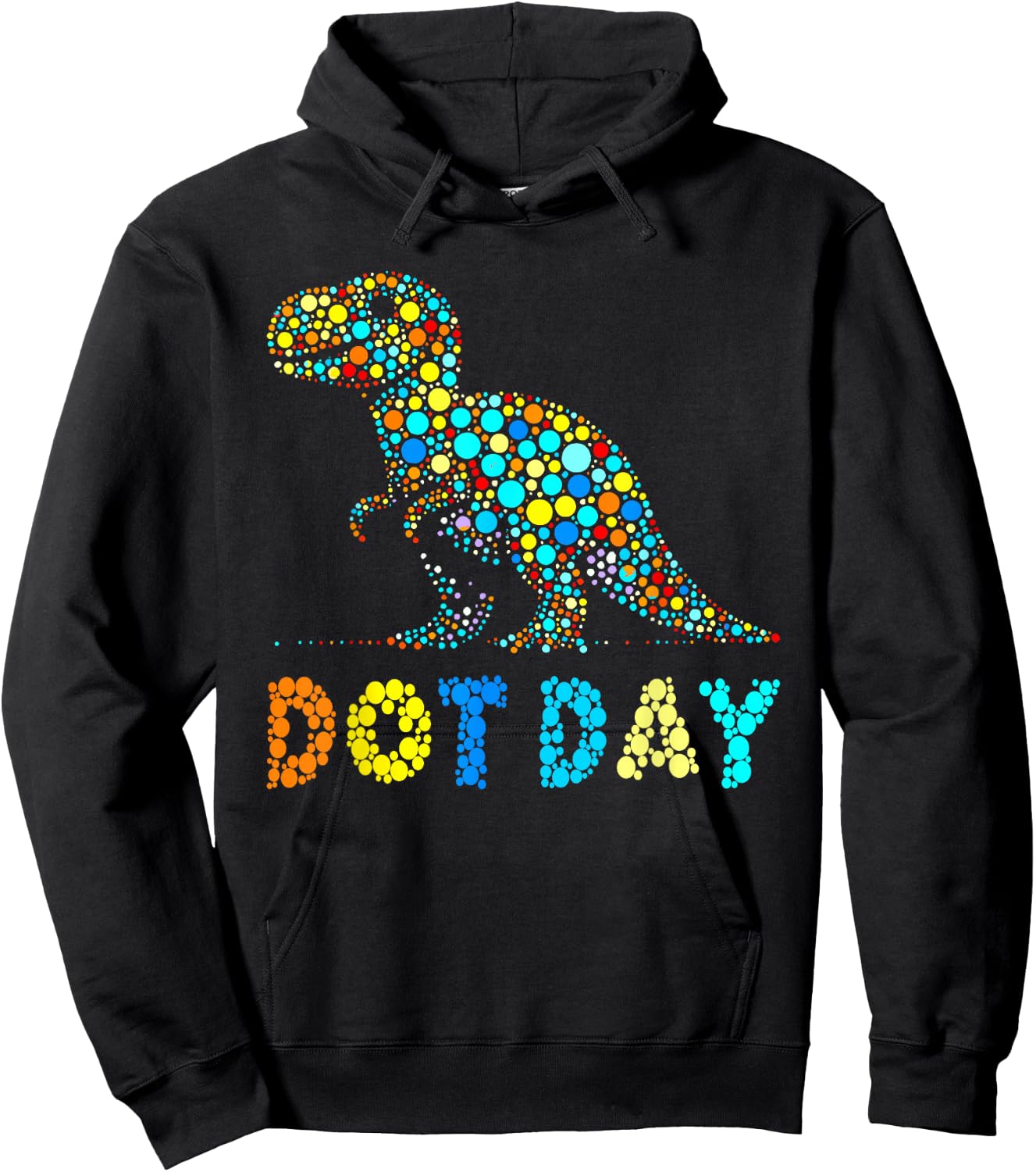 Happy Dot Day 2024 Dino Dinosaur Graphic Kids Teachers Hoodie - Hoodie | Black