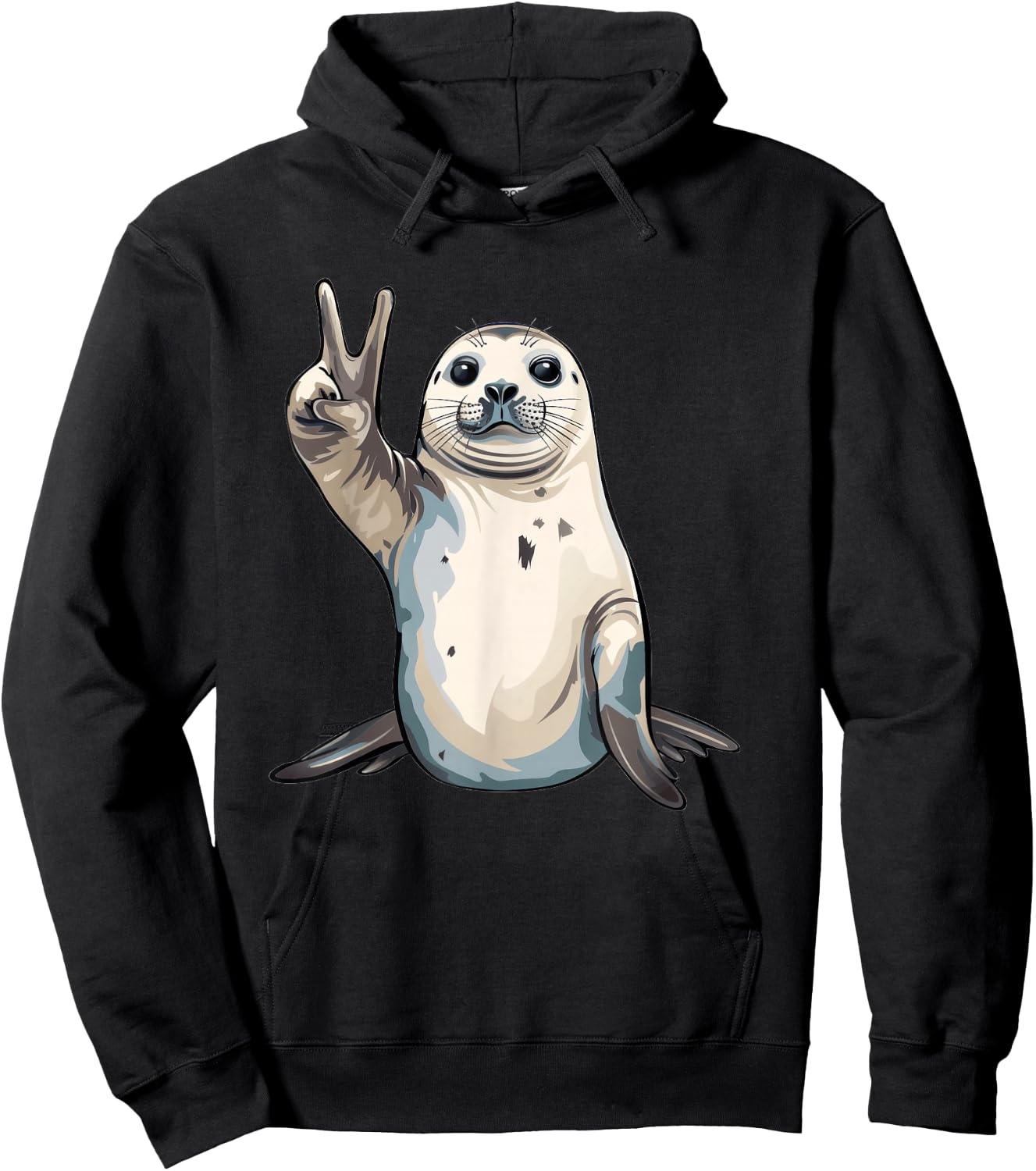 Harp Seal Showing The Peace Sign Hoodie - Hoodie | Black