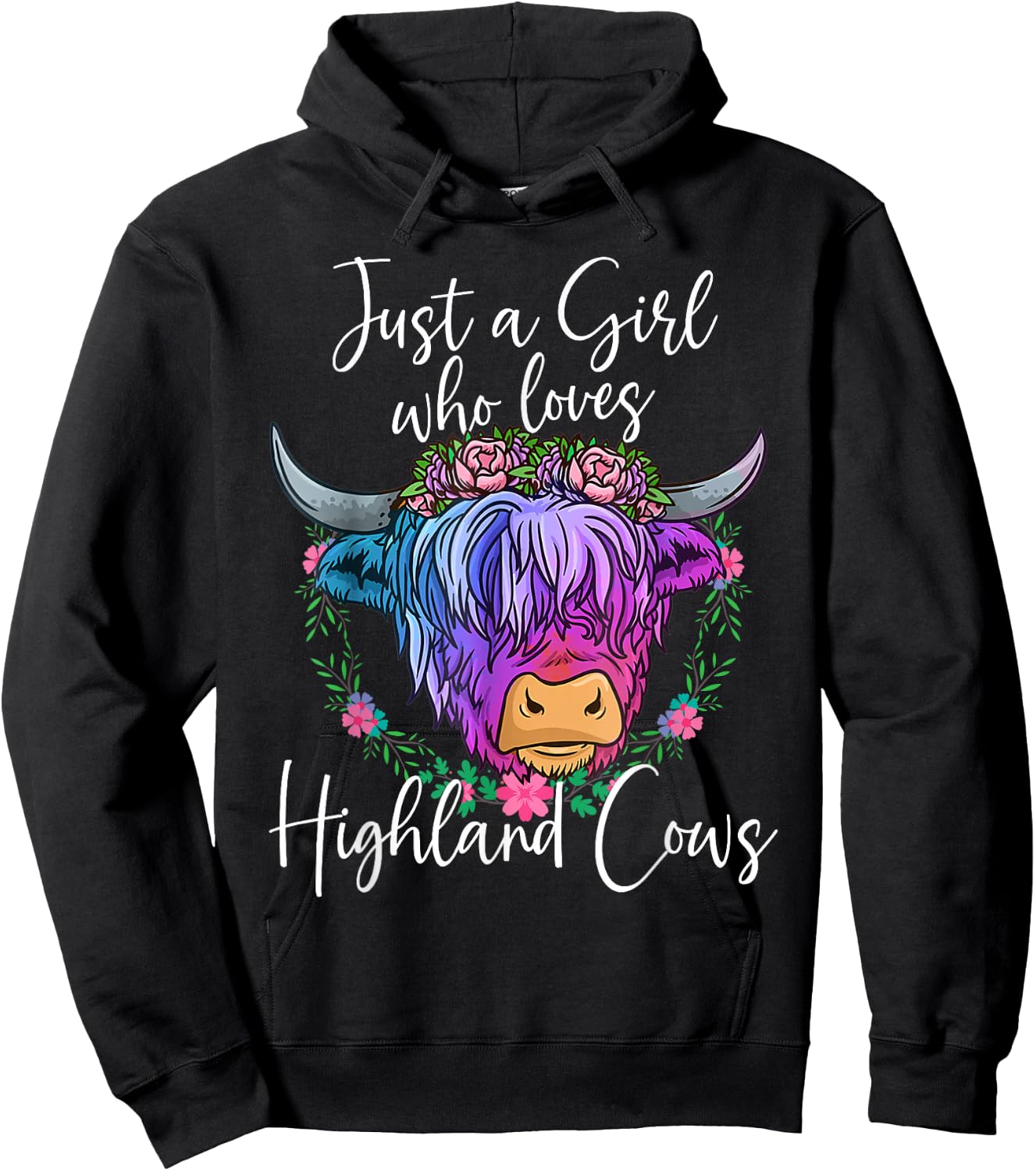 Highland Cow Gifts Women Just a Girl Who Loves Highland Cows Hoodie - Hoodie | Black