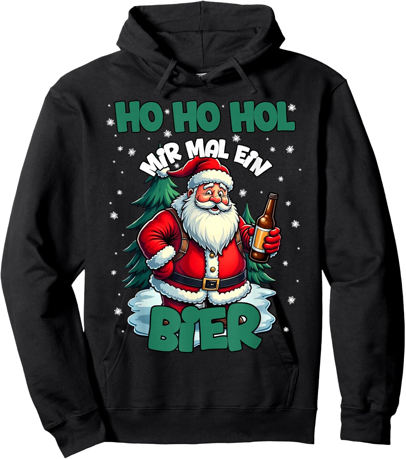 Funny Saying Ho Ho Hol Mir Mal Ein Bier Ugly Christmas , black Hoodie - Hoodie | Black