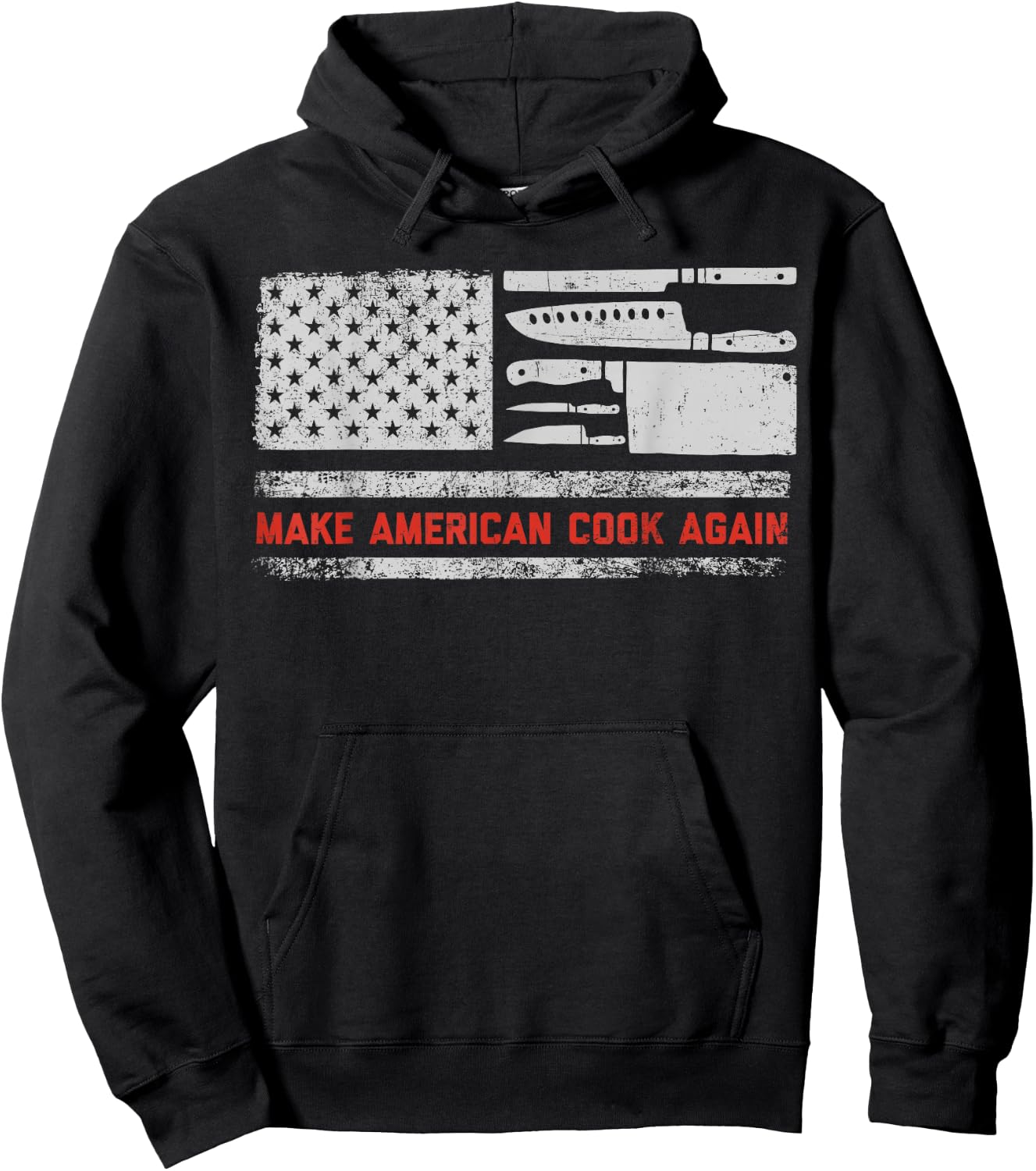 Chef American Flag Make America Cook Again Funny 4th of July Women Kids Men Hoodie - Hoodie | Black