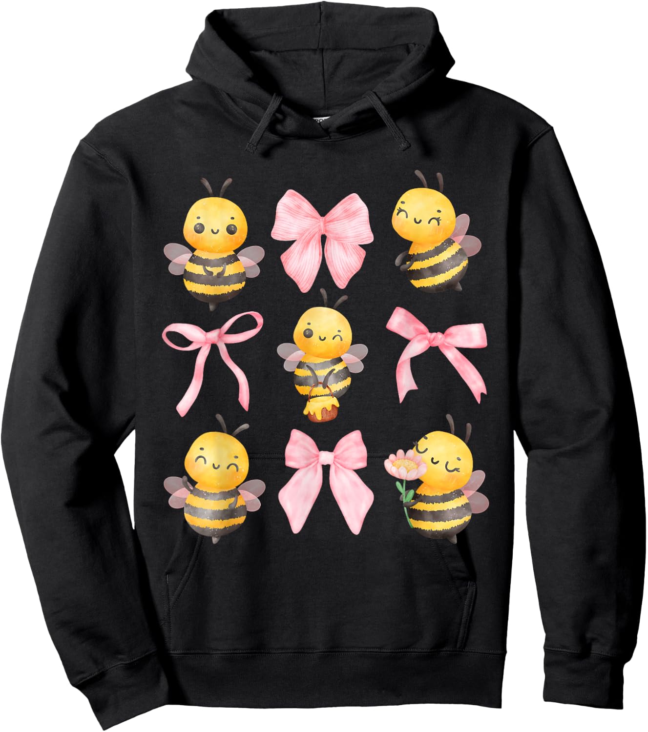 Coquette Bee Pink Bow Bumblebee Theme Birthday Girls Hoodie - Hoodie | Black