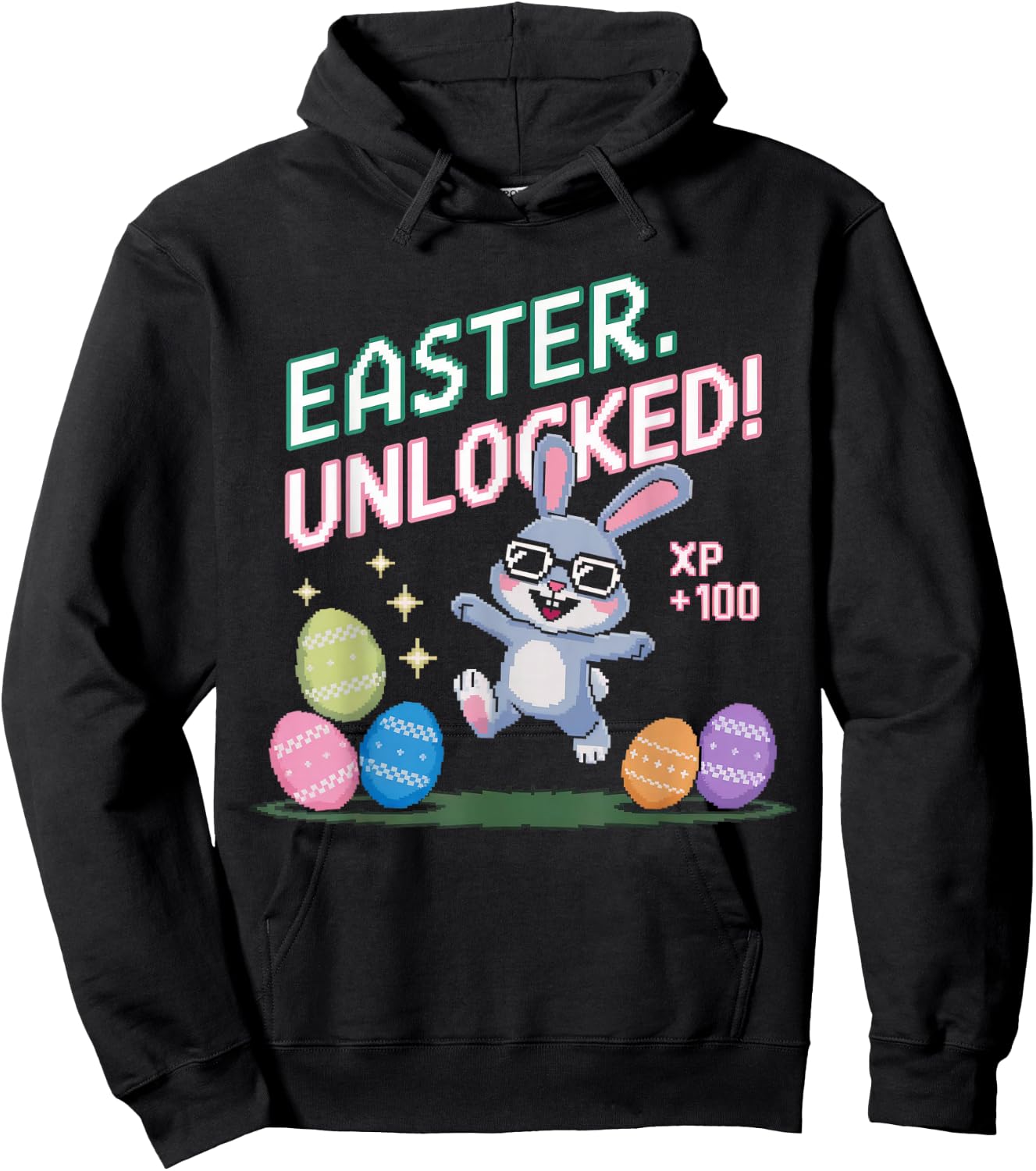 Easter Shirts for Boys Kids Gaming Games Eggs Bunny Rabbit Hoodie - Hoodie | Black