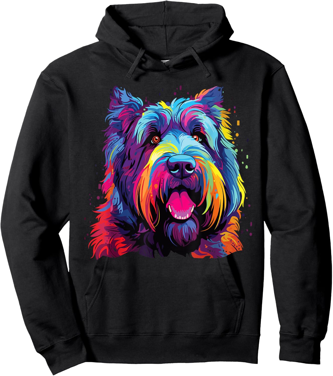 Watercolor Colorful Bouvier Des Flandres Dog Men Women Girls Kids Hoodie - Hoodie | Black