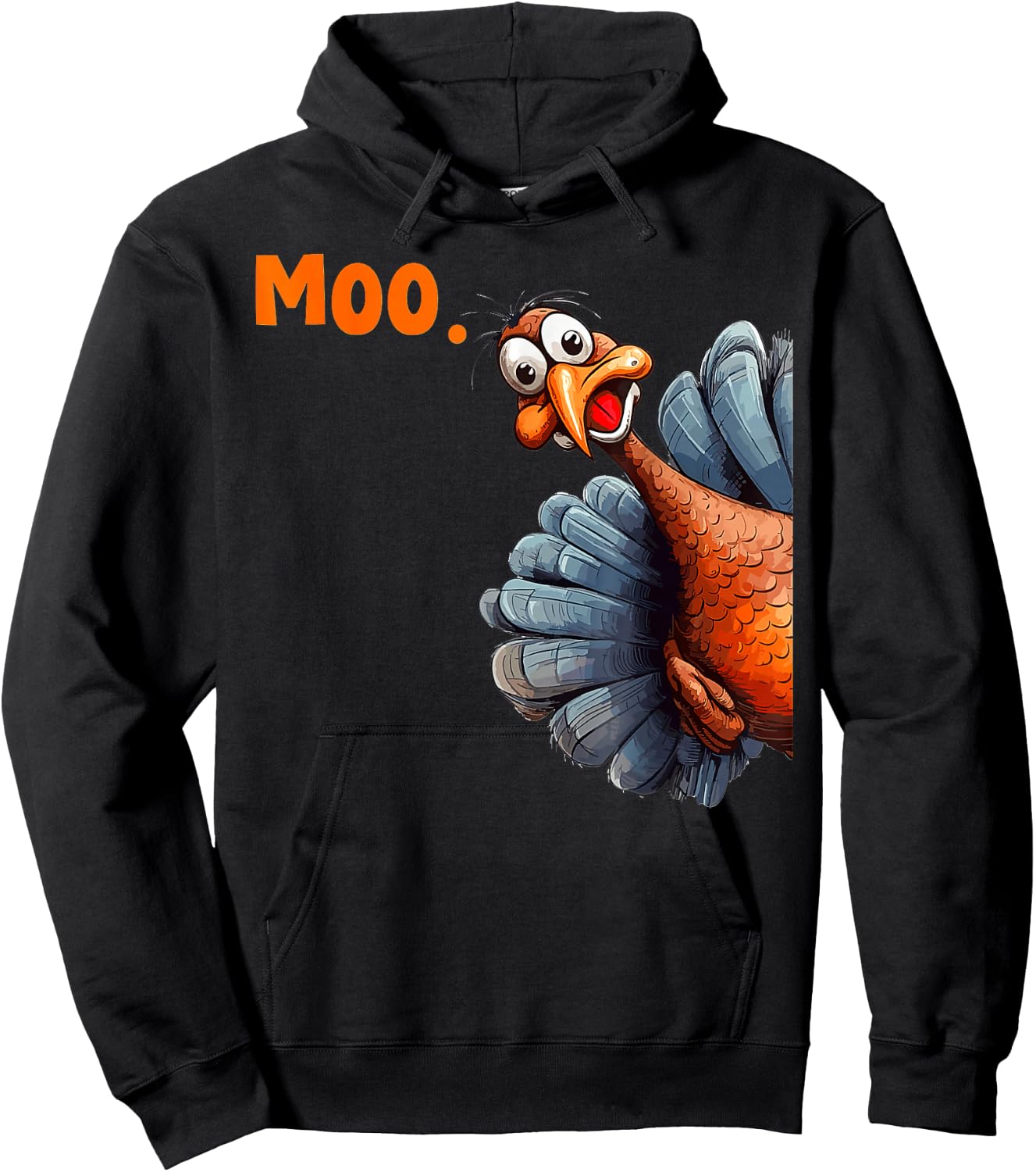 Thanksgiving Turkey Moo Hoodie - Hoodie | Black