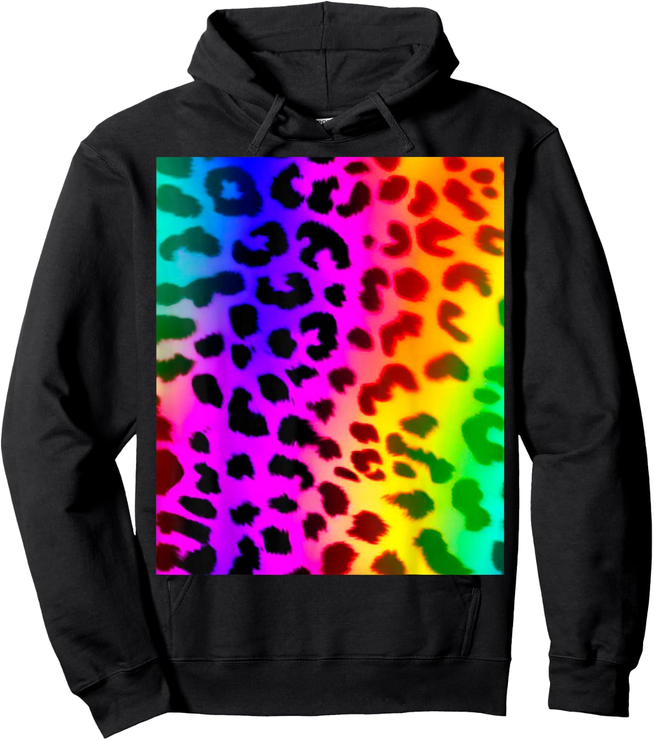 Rainbow Leopard Animal Print Hoodie - Hoodie | Black