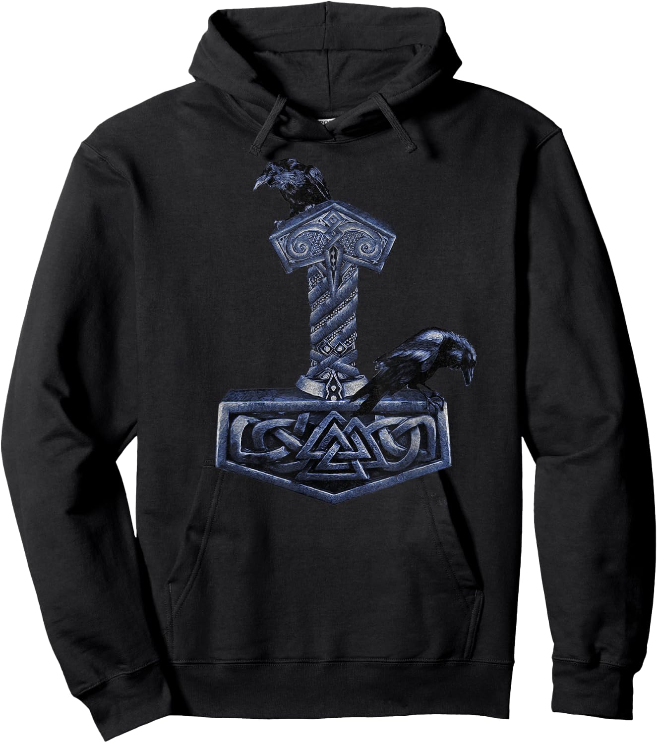 Viking Norse Mythology Thor's Mjolnir Odin's Huginn & Muninn Hoodie - Hoodie | Black