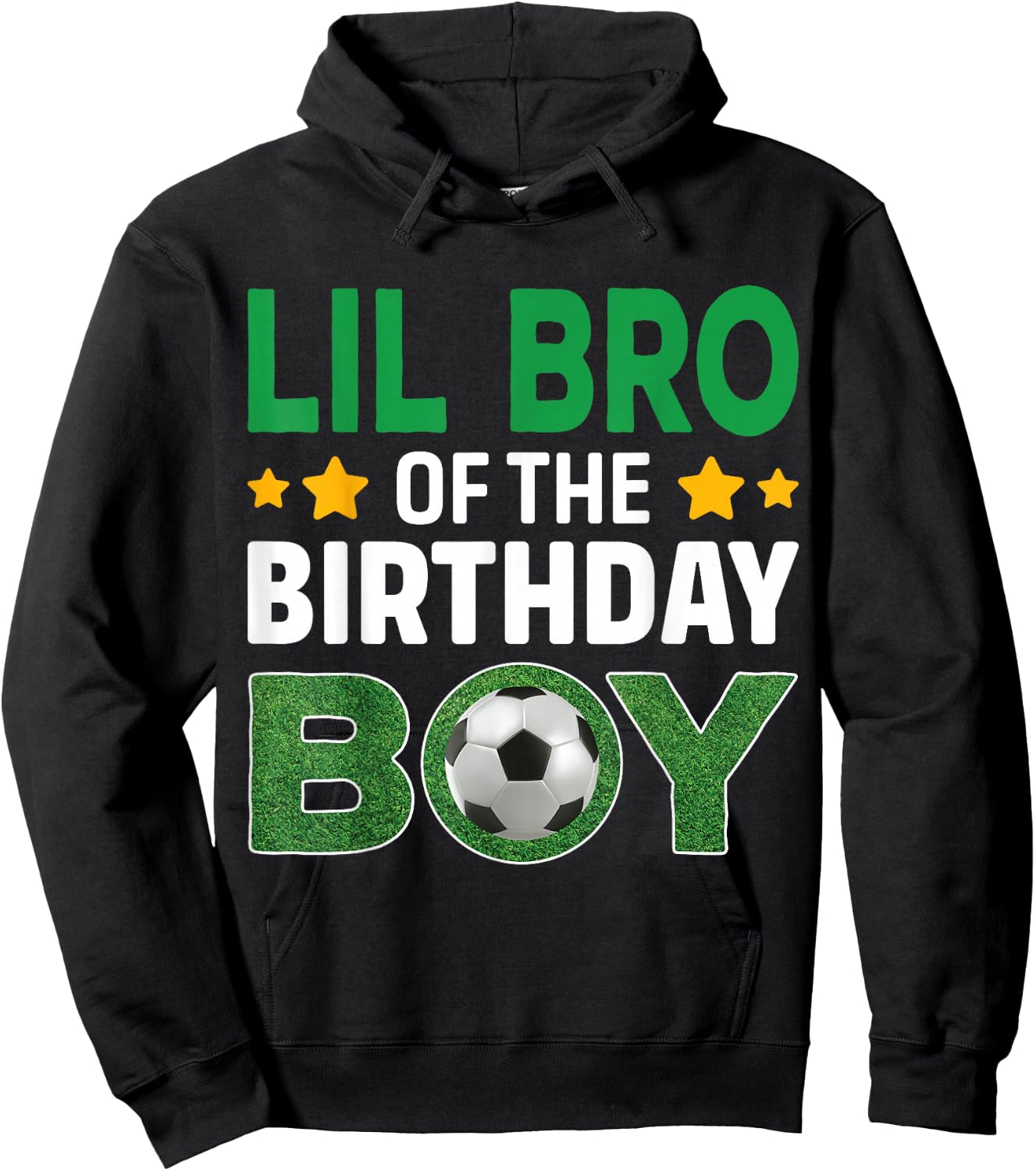 Lil Bro Of The Birthday Boy Soccer Birthday Celebration Hoodie - Hoodie | Black