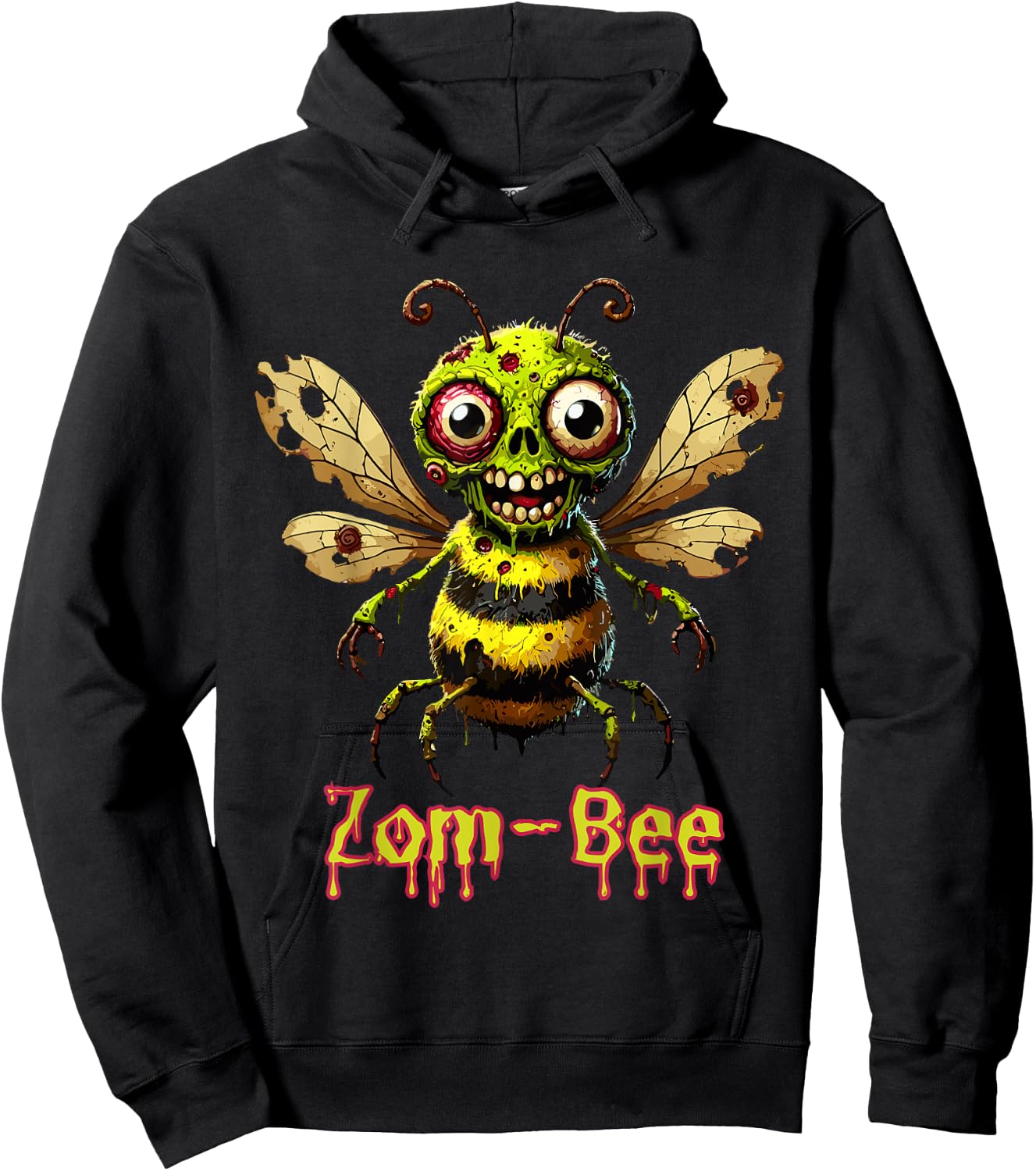 Zom-Bee Shirt Adorably Creepy Zombie Bee Cartoon Halloween Hoodie - Hoodie | Black